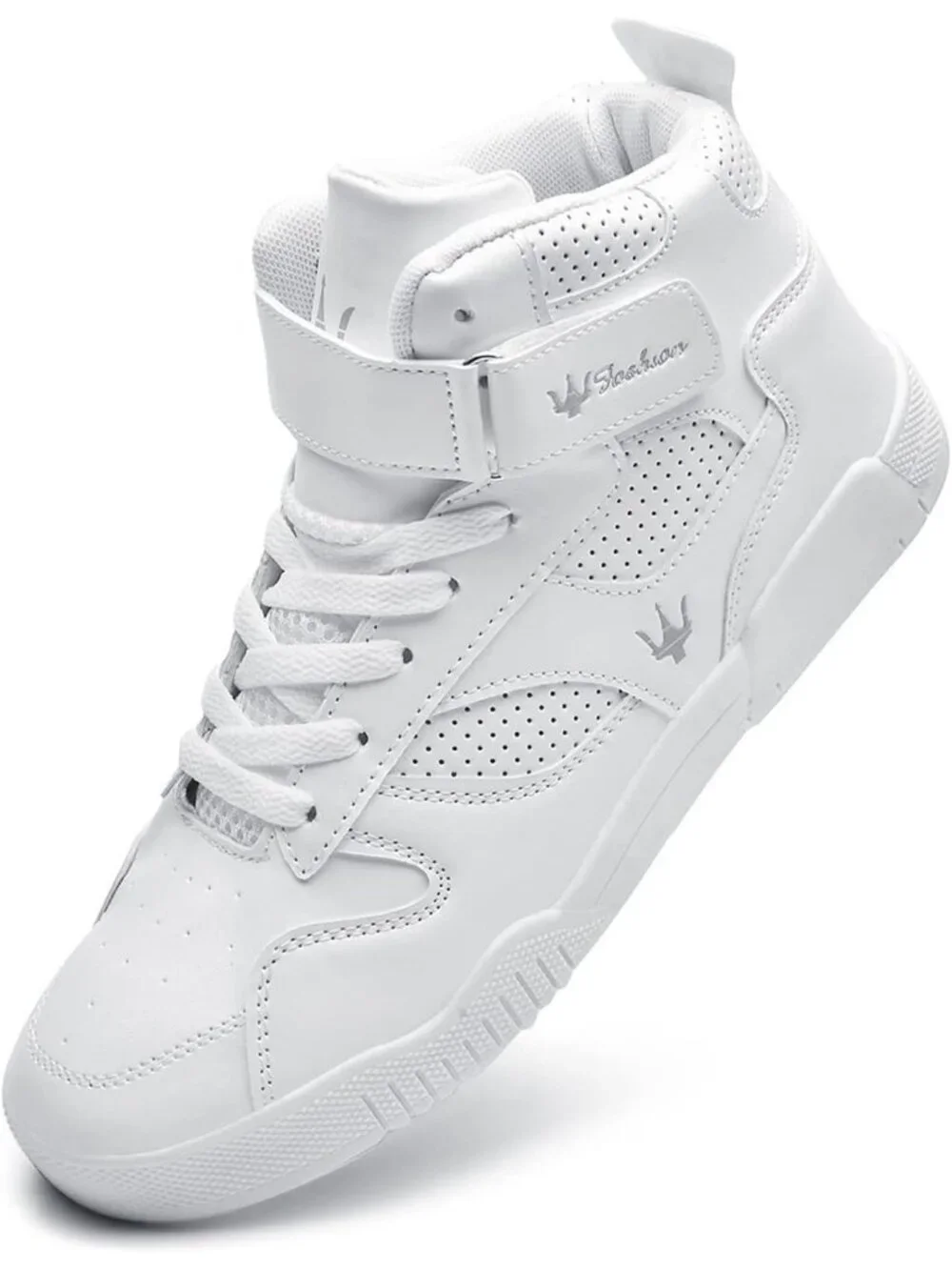 Women's White Tennis Shoes Casual Lace Up High Top Athletic Running Sneakers
